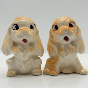 Vintage Anthropomorphic Cocker Spaniel Dog Salt Pepper Shakers Made in Japan